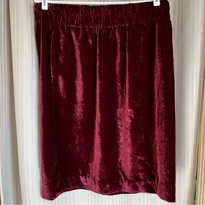 J. Crew Velvet Midi Skirt in Deep Burgundy